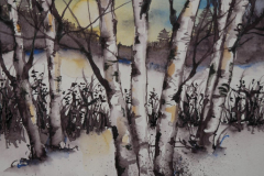 Birken-im-Schnee-Aquarell-30x40cm