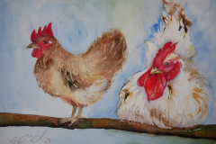 Huhner-Aquarell-30x40cm